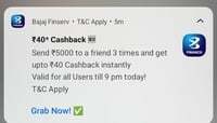Bajaj Finserv UPI: Send ₹5,000 to a Friend 3 Times & Get Up to ₹40 Cashback - 6th July ( ​I received ₹15 cashback)