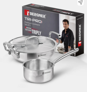 Bergner cookware upto 65% and Buy any 2 or more products & get an extra 25% off (auto-applied at checkout)