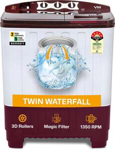 VW 8 kg Semi Automatic Top Load White, Maroon