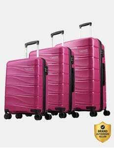 Aristocrat Hard Body Set of 3 Luggage 8 Wheels - Olympus 3 (Small 55cm | Medium 66cm | Large 77cm) - Trolley Bag - Pink 