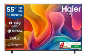 Haier H5E Series 139cm (55) 4K Ultra HD Smart LED Google TV 55H5E