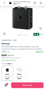 Grab a genuine Samsung 25W fast charger for Rs 699