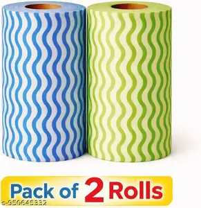 Zig-Zag Non-Woven Kitchen Towel Roll – Pack of 2 (160 Sheets) Washable & Quick-Dry Kitchen Clean