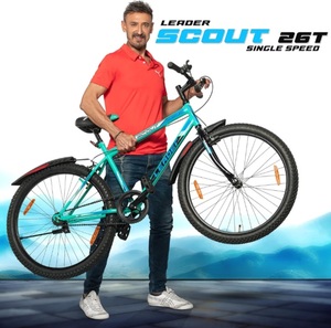 Leader Scout MTB 26T Bike Without Gear Single Speed for Men - SEA Green Black, Ideal for 10 + Years,Mountain Bike,Unisex,Rigid,18 inches
