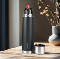 Borosil 24 Hours Hot & Cold Thermo Double Wall Vaccum Insulated Steel Flask Bottle 1000 ml Steel Flask