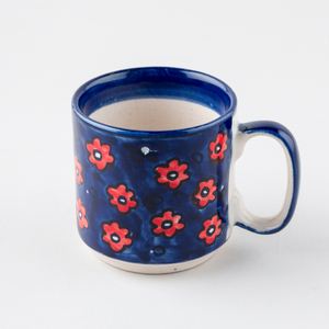 Blue Floral Ceramic Coffee Mug (Small)