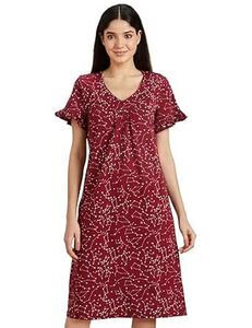 Amazon Brand - Symbol Women Cotton Knee Length Regular Fit Nighty