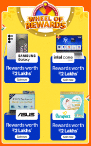 Amazon Great Freedom Sale Wheel of Rewards - Unlock Rewards up to Rs 2500 on Laptops