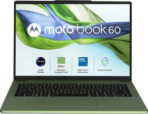 MOTOROLA Motobook 60 Full Metal 2.8K OLED (i5 14th Gen) Intel Core 5 Series 2 210H - (16 GB/512 GB SSD/Windows 11 Home) 14IRH10R Thin and Light Laptop (14 Inch, PANTONE Bronze Green, 1.4 Kg, With MS Office)