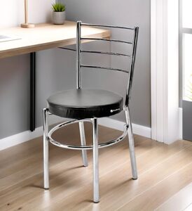 Goyal steel & furniture Steel Dining Chair with Cushion Comfortable Multi-Purpose Chair Heavy Duty for Café, Study, Hostel, Restaurant, Home, Office (1, Black, Standard)