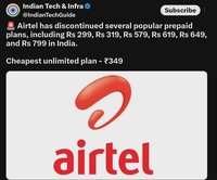 Airtel discontinued  popular prepaid plans in india