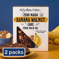The Baker's Dozen Zero Maida Banana Walnut Cake - [ 2x150 g ]