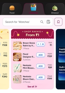 1 rupees Rakhi  or search Shop rakhi from Rs 1 on Instamart