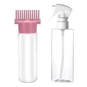TEMPERIA Set of Hair Oil & Serum Applicator Comb Bottle for Scalp and Massager with Water Spray Bottle - Empty Dispenser Tool Applier for Head Oiling & Applying and Salon Hair Sprayer Bottle for Mist 