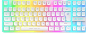 Ant Esports MK700 V2 Membrane TKL Wired Gaming Keyboard, 87 UV Coated Mechanical feel Keys Cool RGB Backlight Waterproof Keyboard for PC Laptop Mobile Tablets Gaming, Design and Work Mercury White