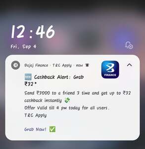 Bajaj upi: send 3k 3 times get upto rs 32*