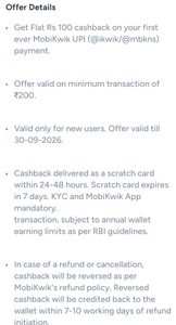 Flat Rs.100 Cashback on flipkart on 199 or more valid for new users only