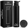 SLOVIC Steel Water Bottle 1 Ltr | Sports Water Bottle with Sipper Cap | 100% BPA Free & leak-Proof | Sipper Bottles for Adults | Ideal for Gym, Sports & Camping | Black