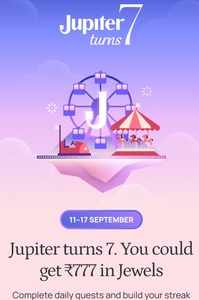 (Upcoming)|Jupiter bank's 7th birthday get 3885 jewels by completing 7 days payment task (from 11 to 17 September)