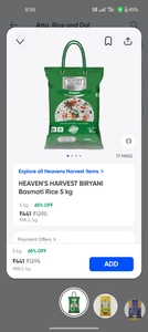 Heavens harvest basmati rice 5kg & fortune besan 1kg @61& realfruit juice 1l@50