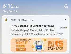 Bhim: Pay any bill of ₹100 or more and get flat ₹5 cashback | Today 7-9 PM
