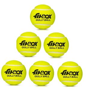 FitBox Sports Blend Gully Ball (Pack of 6) Cricket Ball for Street Match Cricket Ball Tennis & Lawn Cricket, Yellow