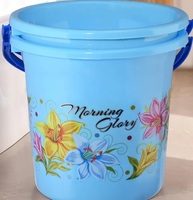 Kuber Industries(Pack of 2) Bucket | Water Bucket for Bathroom (18 LTR) Plastic Bucket for Kitchen | Balti for Bathroom | Bucket for Daily Use | Portable Bucket | Printed Storage Bucket | Blue