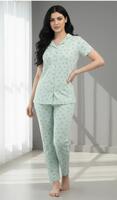 Dollar missy Women Shirt & Pyjama set Green Printed