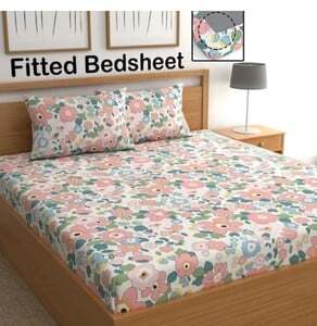 Flipkart: Decent Home Cotton Double Fitted (Elastic) 240 TC Floral 1 Bedsheet with 2 Pillow Covers