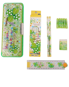 Bigbasket - Qips - Themed Stationery Set for Kids - Magnetic Pencil Box, 14 Pencils, Eraser, Ruler, Pencil Caps