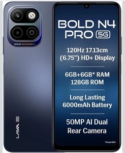Lava Bold N4 Pro 5G (Monaco Blue, 6GB RAM, 128GB Storage) | 50MP AI Rear Camera | 6000mAh

