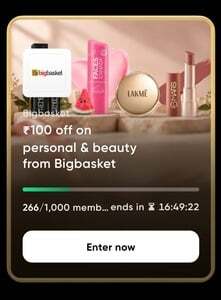 Cred : Pledge 2K Coins & on Completion Get 100 Off on Beauty & Personal Care from Bigbasket 
