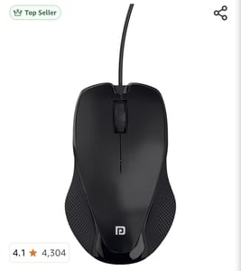 Portronics Toad 101 Wired Optical Mouse with 1200 DPI, Plug & Play, Hi-Optical Tracking, 1.25M Cable Length, 30Lakhs Click Life(Black)