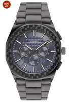 French Connection Textured Blue Round Dial with IP Gun Stainless Steel Metal Strap Multifunction Watch - for Mens FCH27GNM