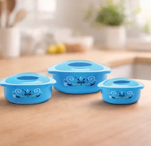 Cello Hot Treat SS Insulated Casserole Set (500ml, 850ml, 1.5L, Blue) Set of 3 on Instamart: