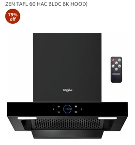 Whirlpool Smart Heat Sensor 60cm Kitchen Chimney with Filterless Autoclean Technology | BLDC Motor | With Remote Control (SMARTSENSE ZEN TAFL 60 HAC BLDC BK HOOD) 