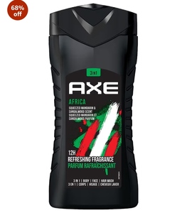 Axe Africa 3 In 1 Body, Face & Hair Wash for Men, Long-Lasting Refreshing Mandarin & No Parabens, Dermatologically Tested, 250ml

