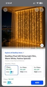 Instamart - DesiDiya Pixel LED String Light (12m, Warm White, Festive Special)