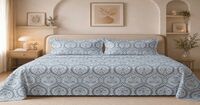 Check out BSB HOME 225 TC Cotton feel Double Bed Bedsheet with 2 Pillow Covers, Soft Breathable Bedding Set for Home & Hotel,90 x 100 Inches (228 x 254 cm) Blue on Instamart