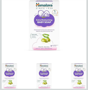 Himalaya Extra Moisturizing Baby Soap for Dry Skin | B3G1-125g Helps Lock In Moisture With Aloe-Milk Moisture Complex of Almond & Olive Oil | Clinically Tested | No. 1 Doctor Recommended Brand