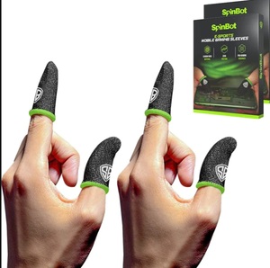 SpinBot Thumb & Finger Sleeve for Mobile Game (4 pieces), Pubg,Cod,Freefire -with Metal Carry Box-Pack of 2 Pair- Blackb
