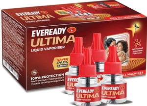 Eveready Ultima Mosquito Repellent Refill, Fits All Machines, Advanced Japanese Formula, 100% Protection from Dengue, Chikungunya & Malaria, Pack of 4