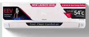 Hitachi Smart Choice 1 Ton 5 Star, New Star rated, Inverter Split AC (Copper, Smart View Display, ice Clean, 4 Way Swing, Anti-Bacterial Filter,RAS.V512PCDIBT, White)