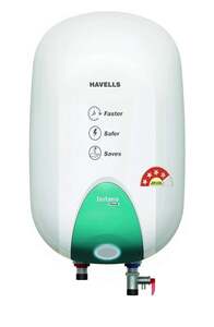 HAVELLS 15 L Storage Water Geyser | 4 Star BEE Energy Rating | Glassline Tanked (Instanio Prime, White & Blue) (White & Blue)