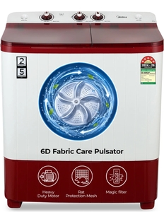 Midea 6.5 kg Semi Automatic Top Load Maroon, White on Flipkart