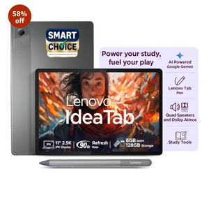 Lenovo Idea Tab ( Smartchoice) with Tab Pen | WiFi+5G |11" 2.5K IPS Display |6GB RAM + 128GB ROM (Expandable Upto 2TB)| MediaTek Dimensity 6300|7040mAh|4 Speakers| Grey