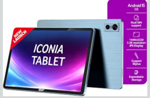 Acer Iconia Tab11 | 11.45" | 2.2K IPS Display, 450 Nit | Quad Speakers | 8GB + 256GB (Expandable) | Wi-Fi + (Calling) | Fingerprint Reader| Slim Metal Body| Blue