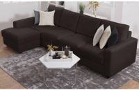 FURNY - Apolloy 5 Seater Leatherette Sectional LHS L Shape Sofa Set (Brown)