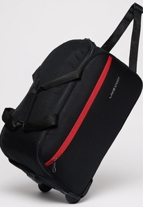 Lavie Sport Polyester Lino M Cabin Size 53 Cms Duffle Wheeler Bag | 2 Wheel Duffle Bag | Duffle Bag With Adjustable Handle, 24 cm, Black