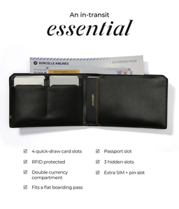 Grab - Mokobara Men & Women Travel Black Genuine Leather RFID  Document Holder